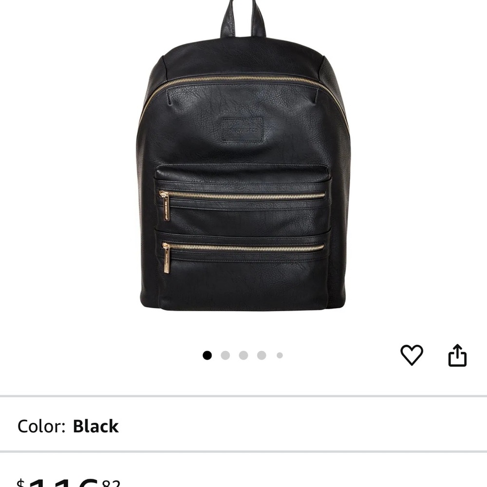 Honest Company vegan leather black City backpack diaper bag